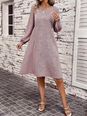 Animal Print Balloon Sleeve Dress 
