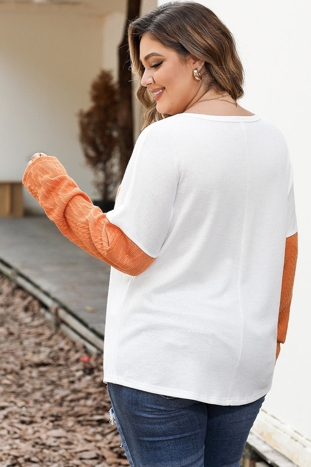 Plus Size Color Block Dropped Shoulder Blouse 