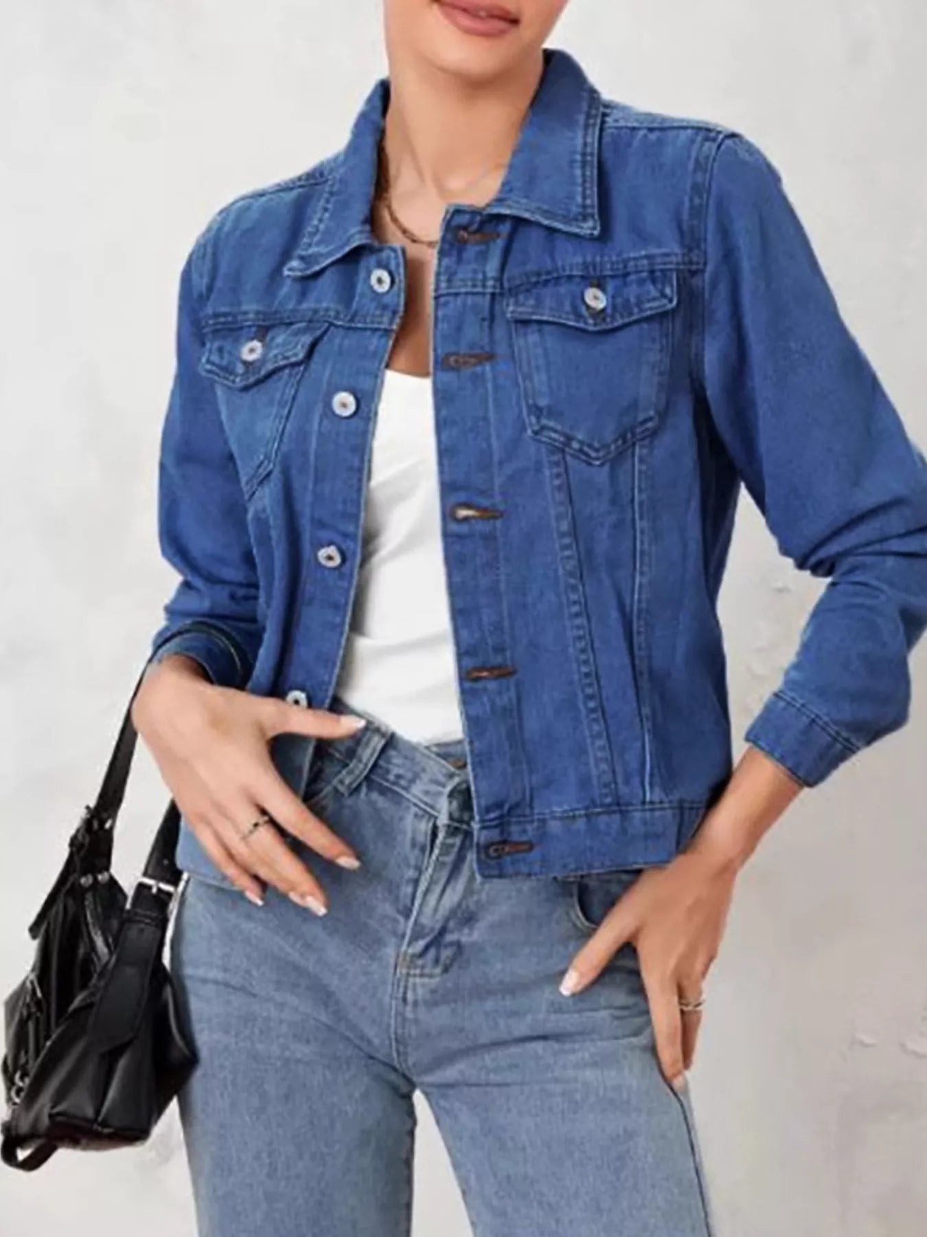 Button Up Long Sleeve Denim Jacket 