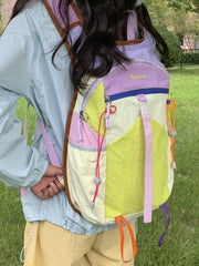 Lightweight Color Block Backpack Bag 