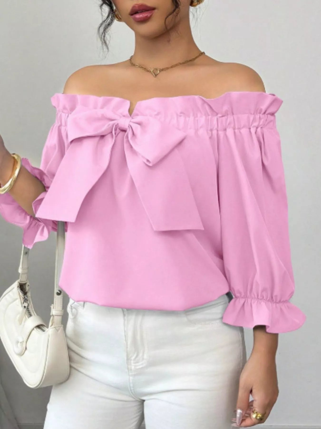 Bow Flounce Sleeve Blouse 