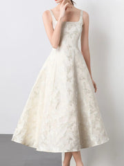Butterfly Pattern A-Line Sleeveless Midi Dress 