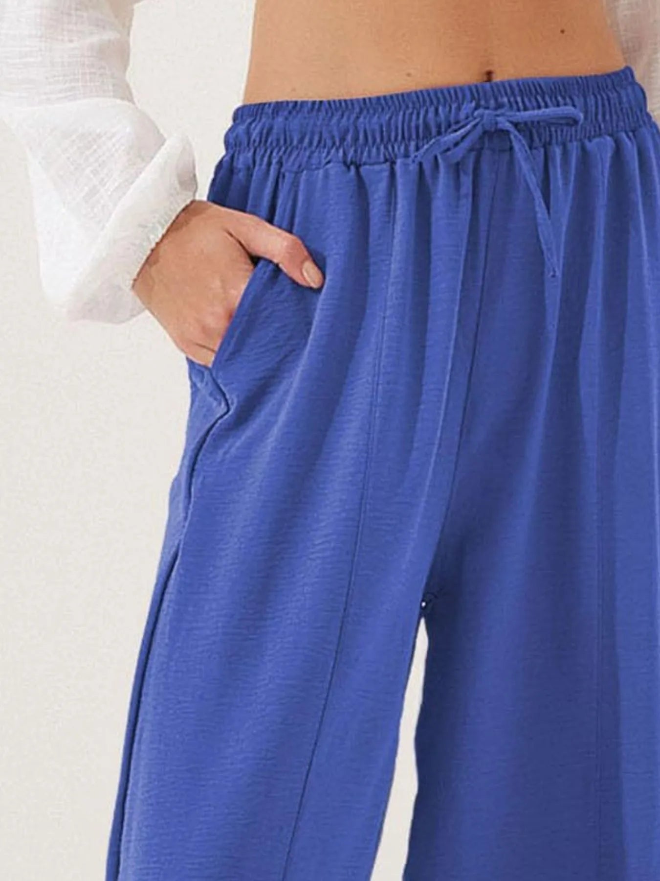 Full Size Drawstring Wide Leg Cropped Pants Plus Size 