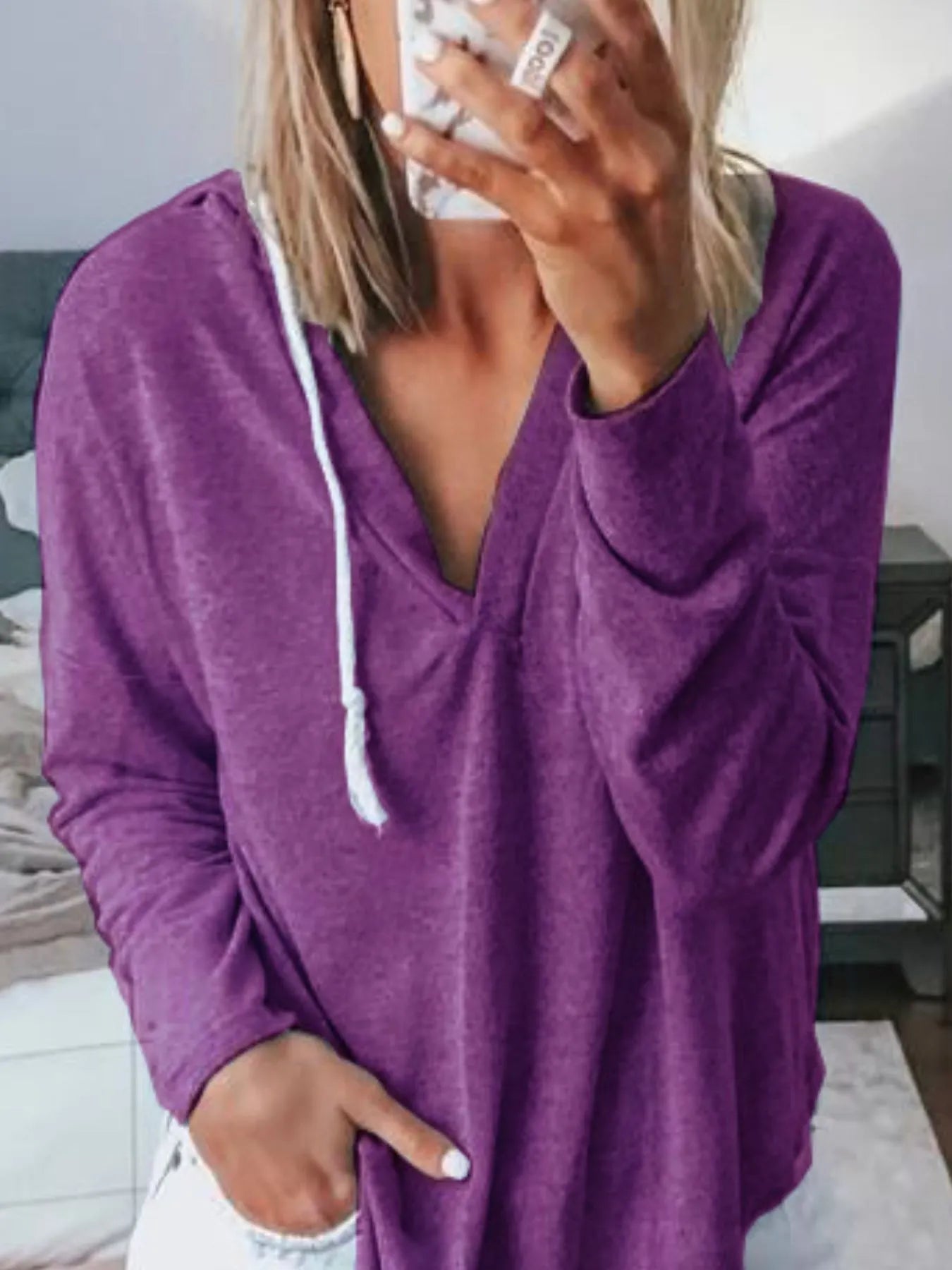 Full Size Drawstring Long Sleeve Hoodie Plus Size 
