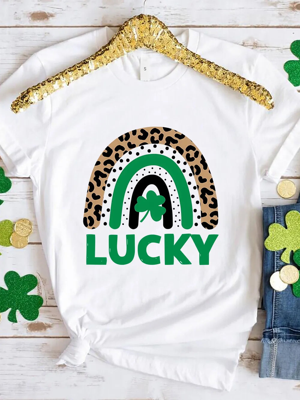 LUCKY Round Neck Short Sleeve T-Shirt 