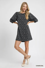 Umgee Leopard Print Jacquard Mini Dress 