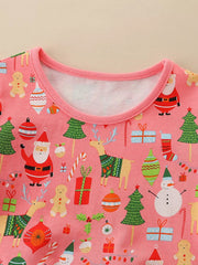 Children's Christmas Print Long Sleeve Dress 