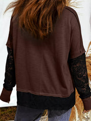 Rhinestone Spooky Graphic Lace Patchwork Long Sleeve T Shirt 
