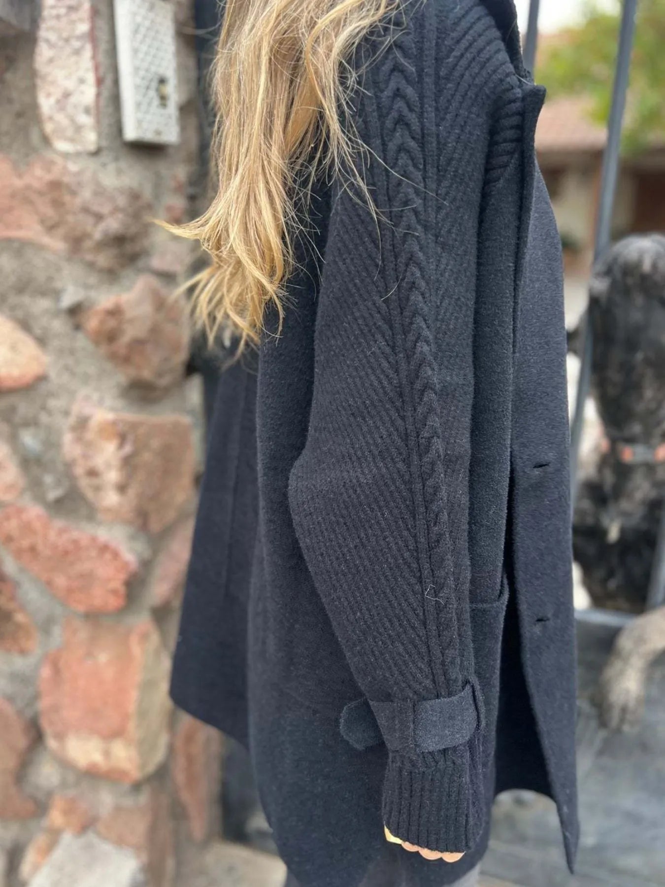 Full Size Texture Knit Longline Coat Plus Size 