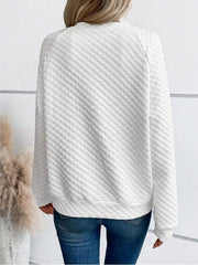 Textured Notched Raglan Sleeve Sweatshirt 