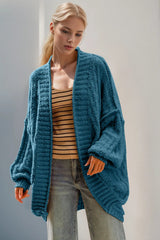 Double Take Full Size Open Front Long Sleeve Cardigan 