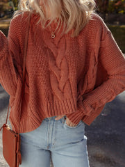 Cable-Knit Chunky Fit Slouchy Textured Sweater 