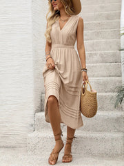 V-Neck Sleeveless Midi Dress 
