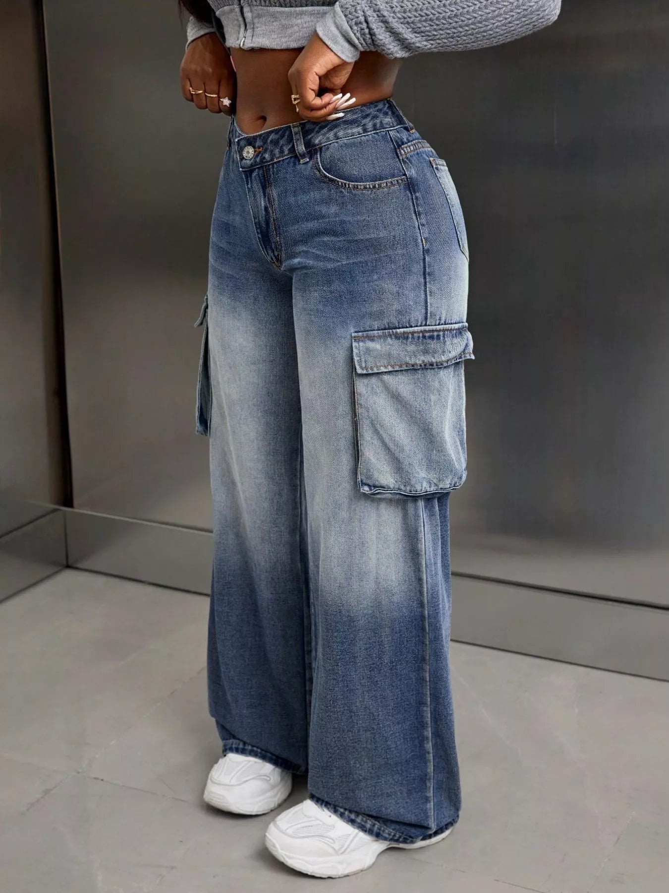 Vintage Wide Leg Cargo Jeans 