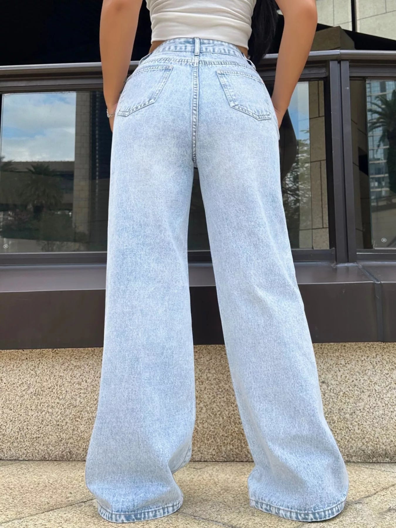 High-Waisted Wide Leg Jeans 