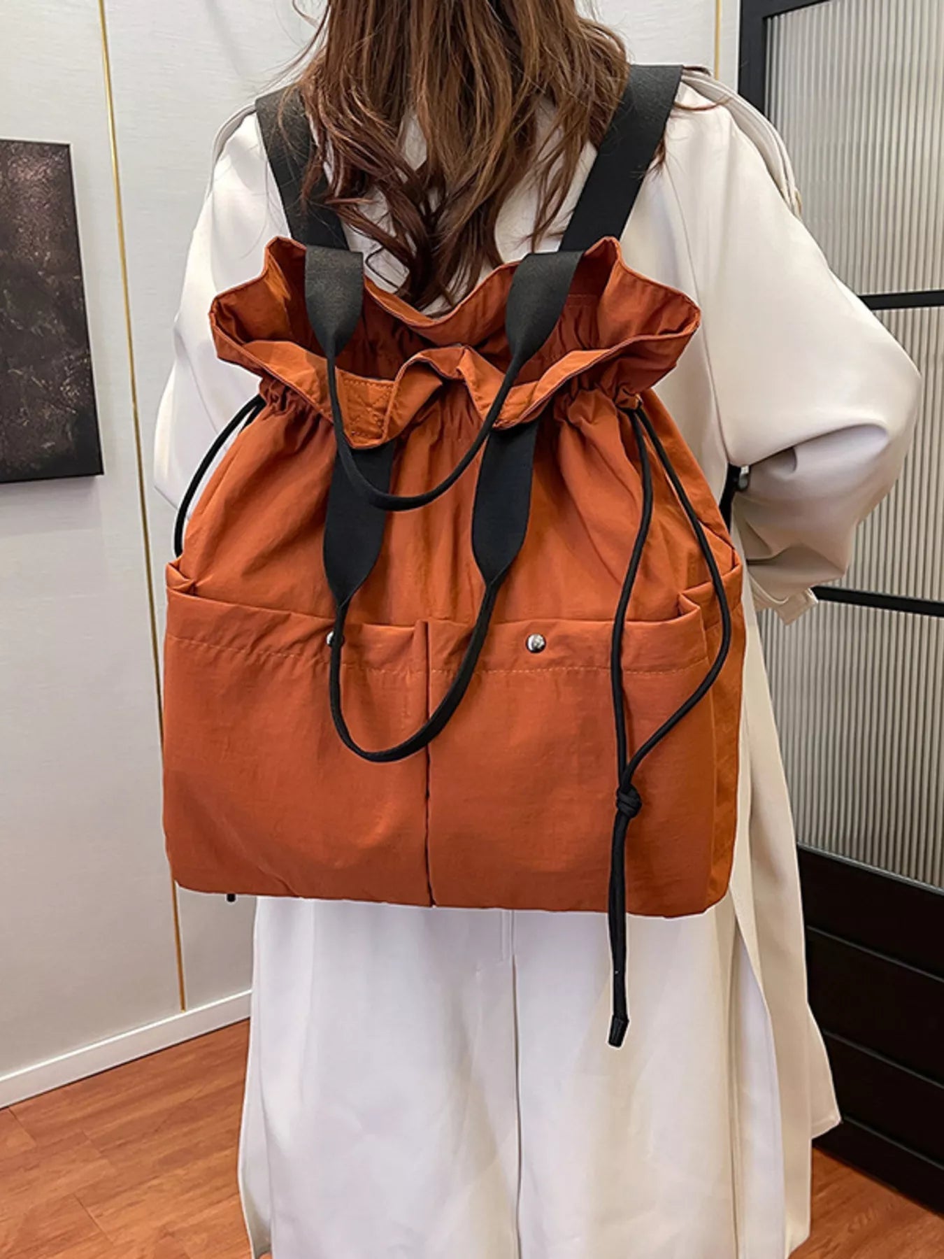 Drawstring Closure Lightweight Backpack Bag 