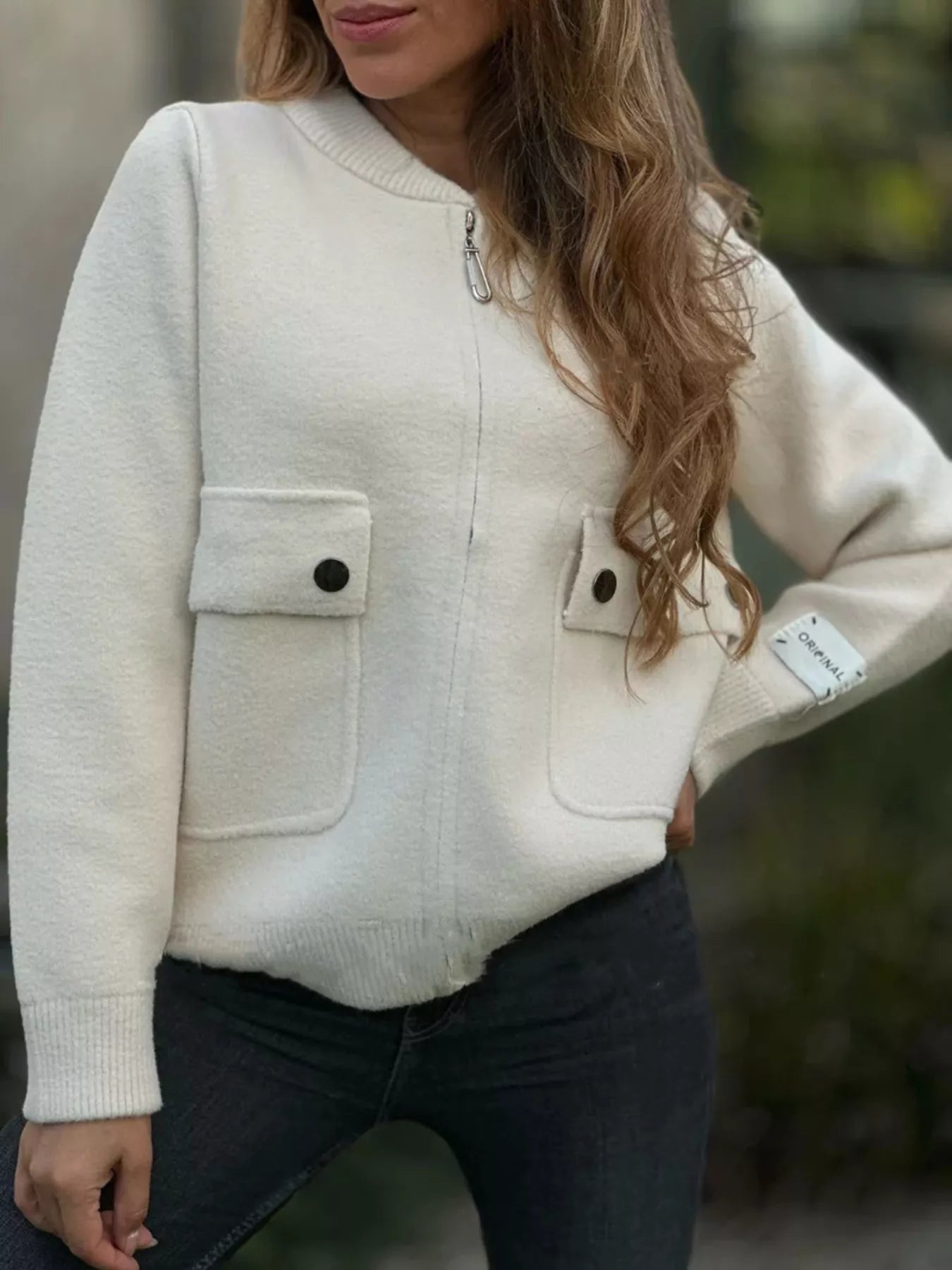 Full Size Zip-Up Long Sleeve Outerwear Plus Size 