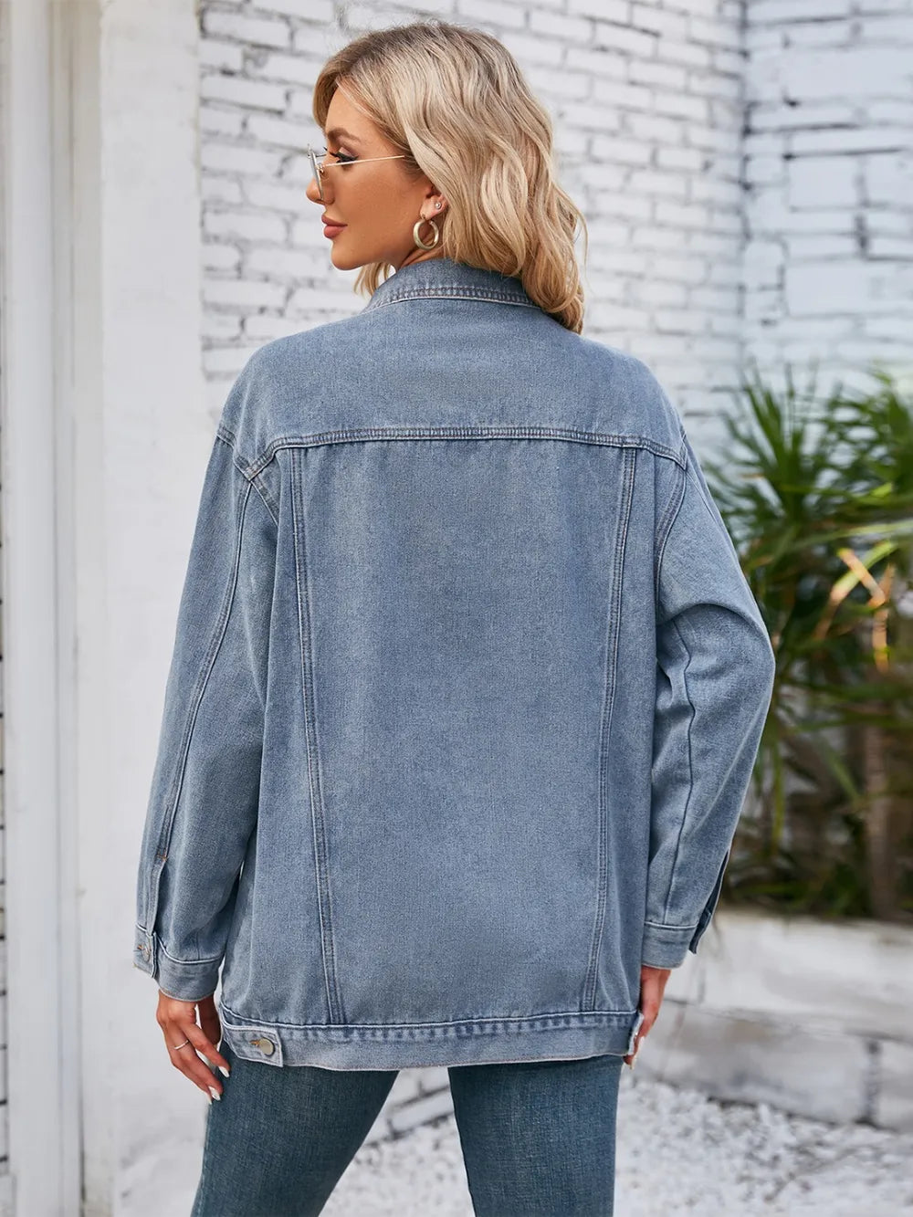 Button Up Long Sleeve Denim Jacket 