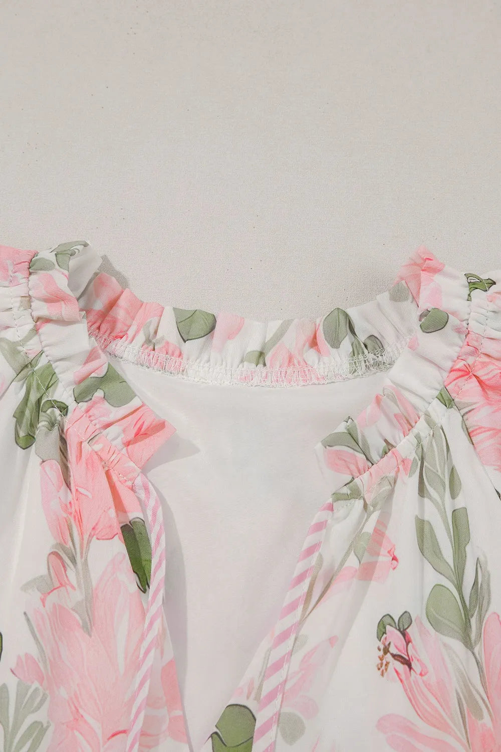 Floral Contrast Edge Layered Short Sleeve Mini Dress 