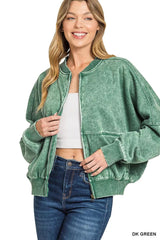 Zenana Acid Washed Fleece Jacket 