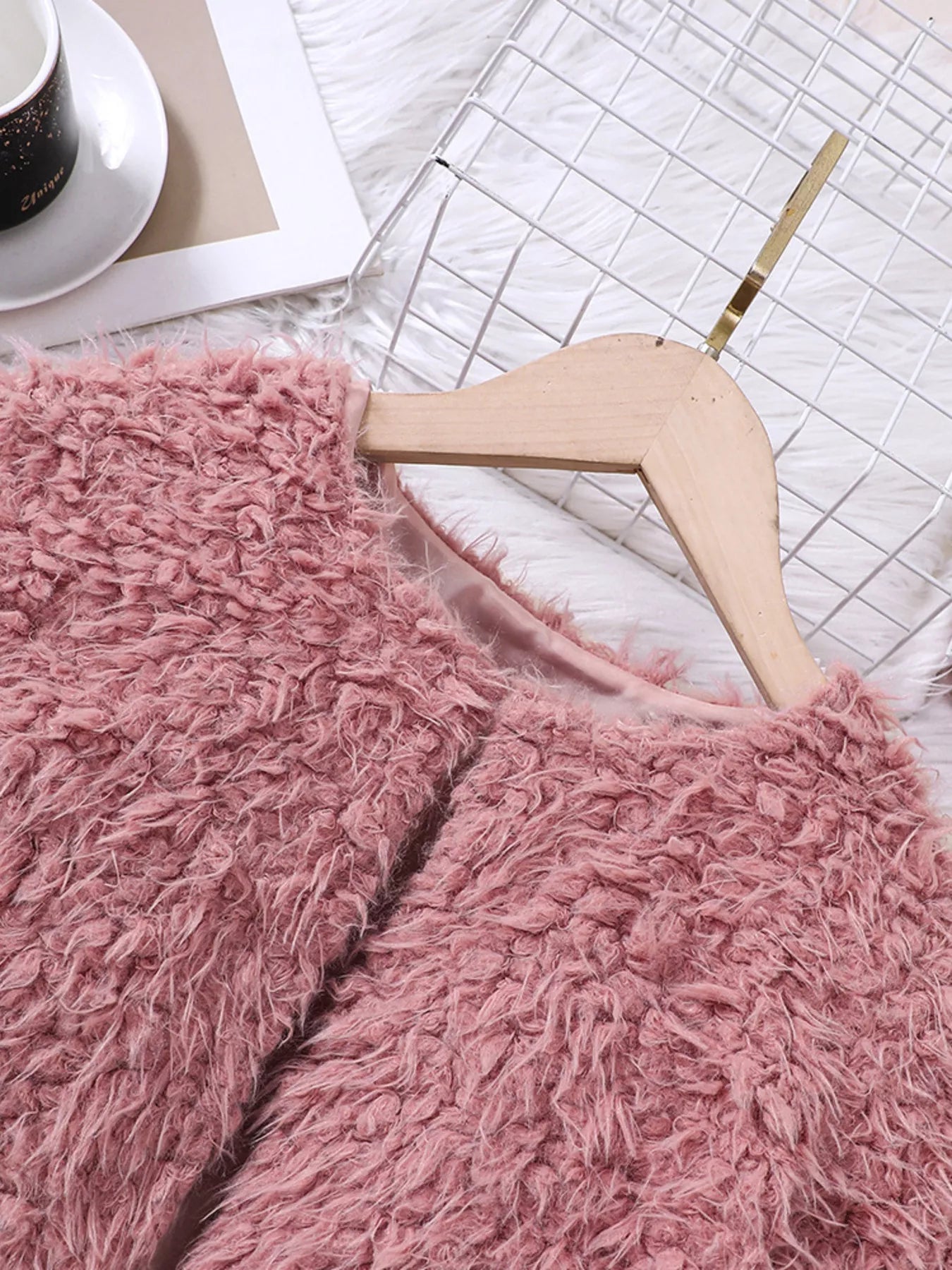 Children's Faux Fur Jacket & Ribbed Dress Set 