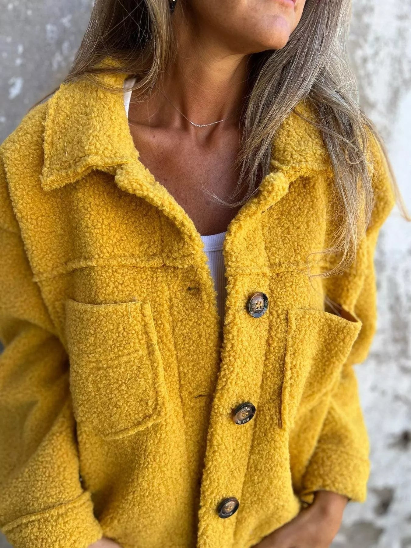 Full Size Single-Breasted Sherpa Shacket Plus Size 