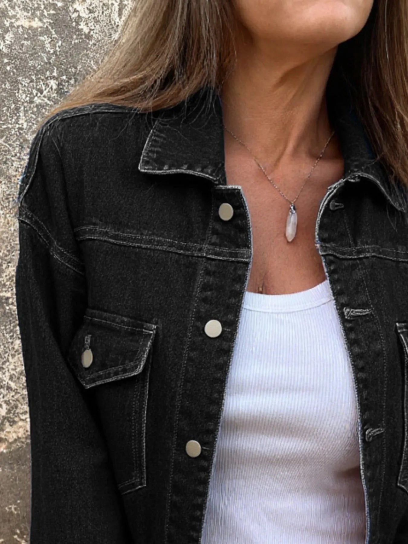 Button Up Long Sleeve Denim Jacket 