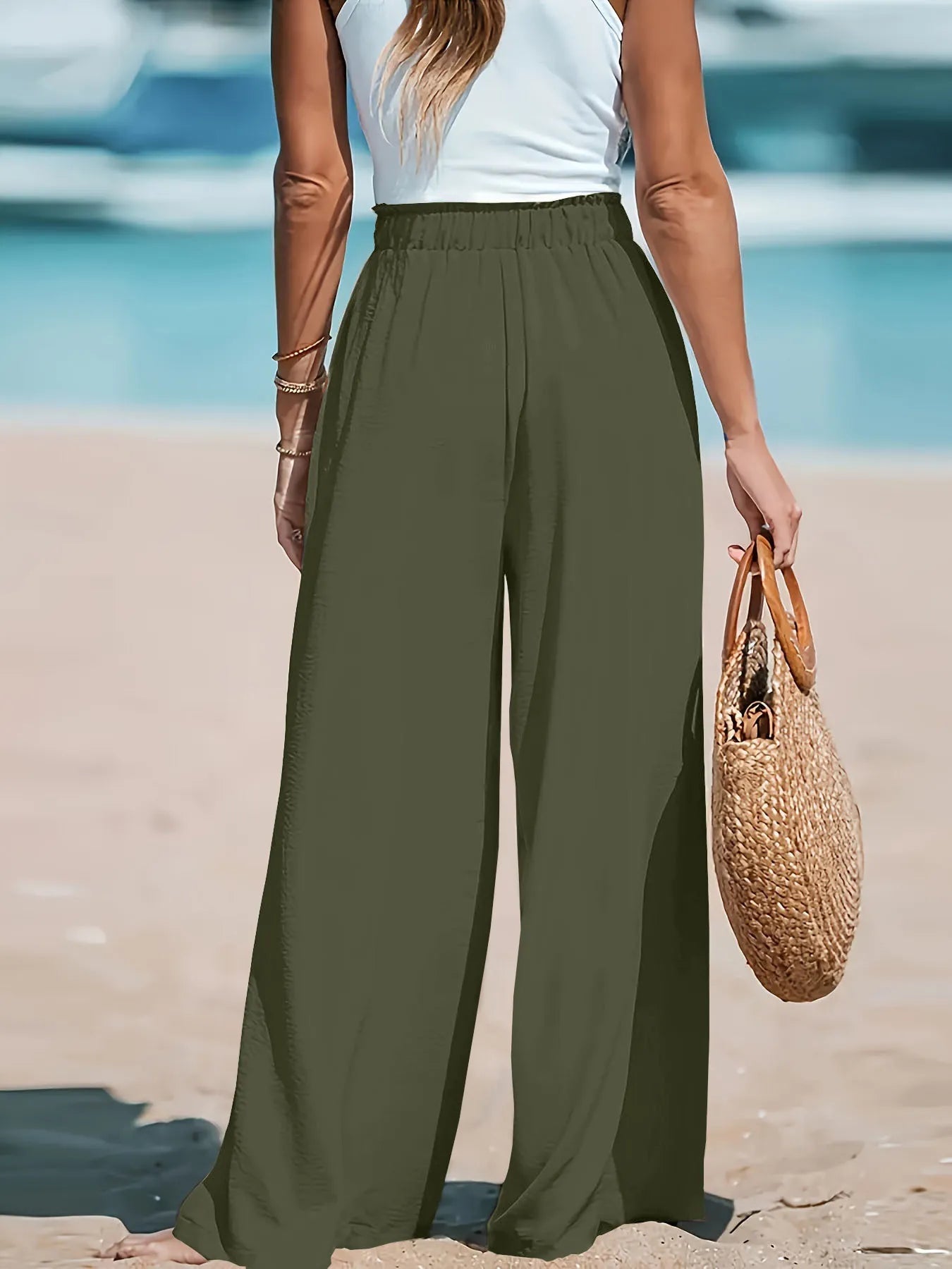 Full Size Drawstring Waist Wide Leg Pants Plus Size 