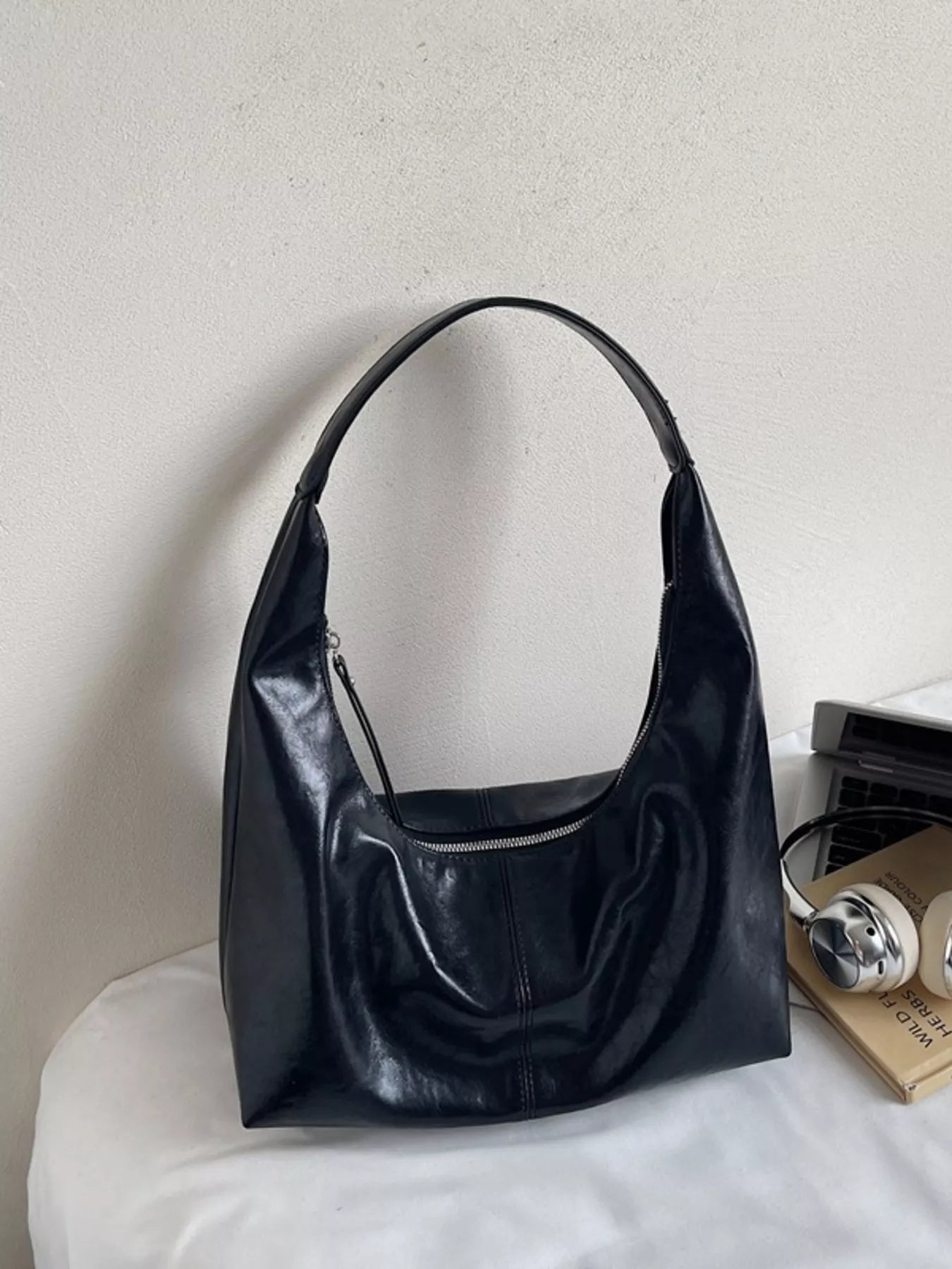 PU Leather Hobo Shoulder Bag 