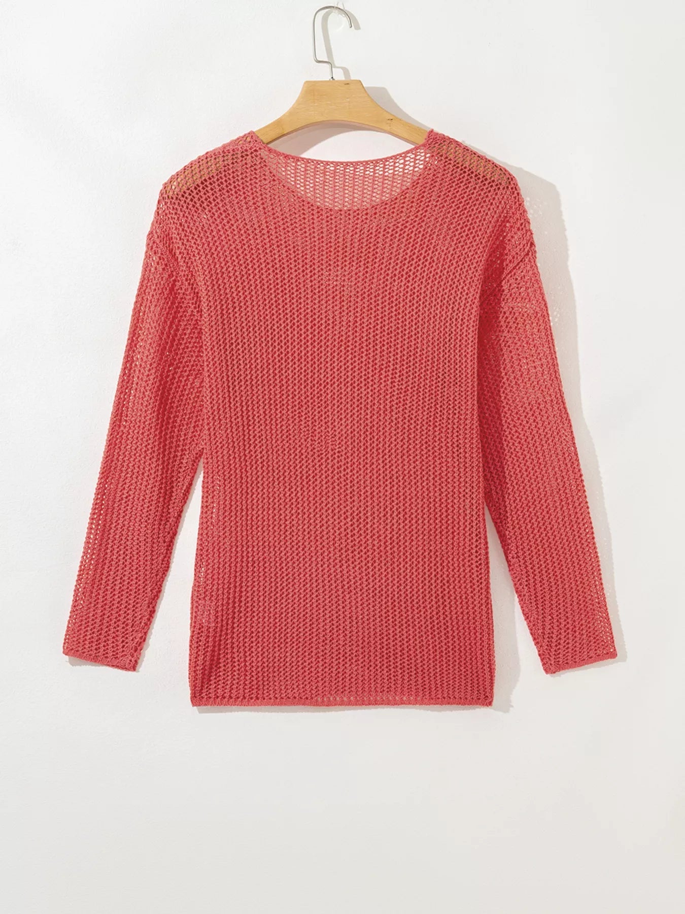 Crochet Hollow Out Long Sleeve Knit Top 