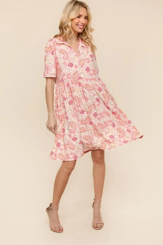Haptics  Fit and Flare Paisley Print Knit Dress 