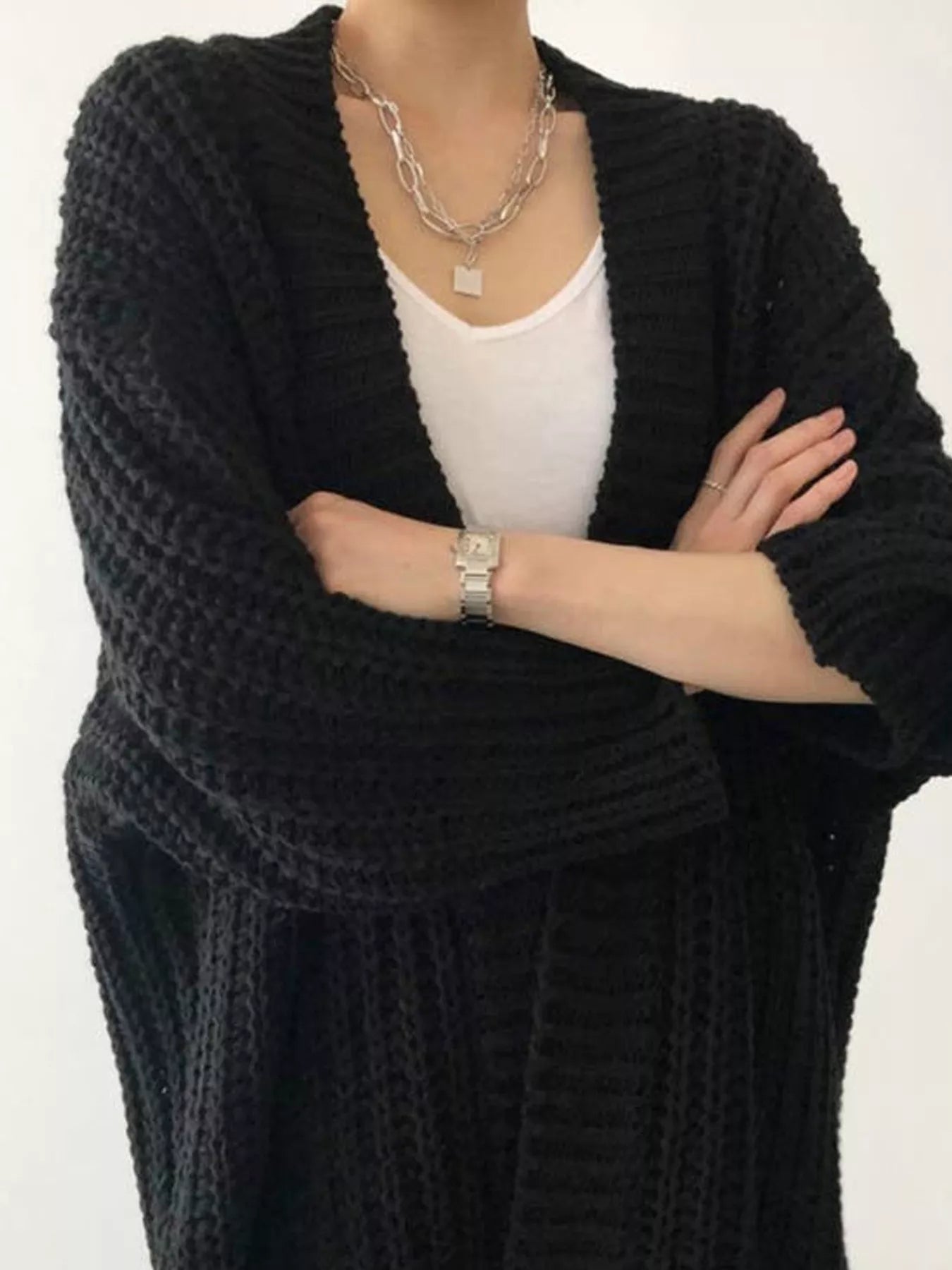 Chunky Knit Open Front Cardigan 