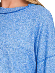 Zenana Soft Melange Hacci Round-Neck Long Sleeve T-Shirt 