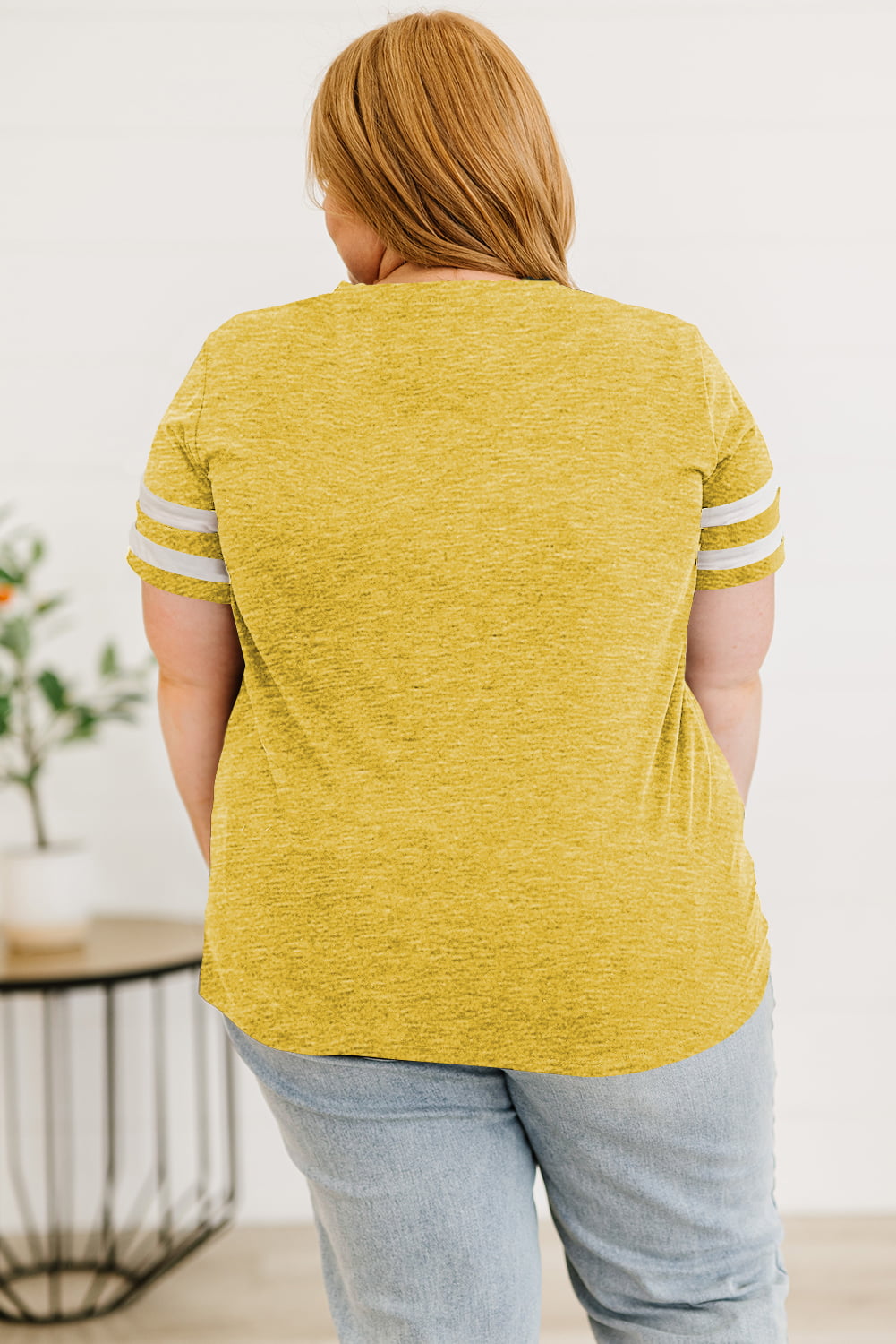 Plus Size Striped V-Neck Tee Shirt 