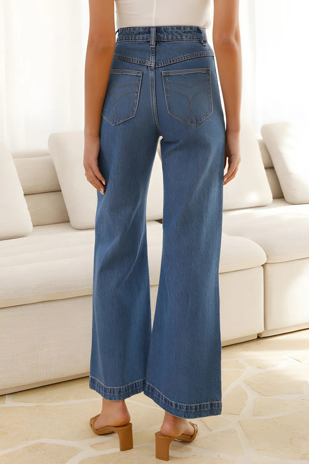 High Waist Bootcut Jeans with Pockets 