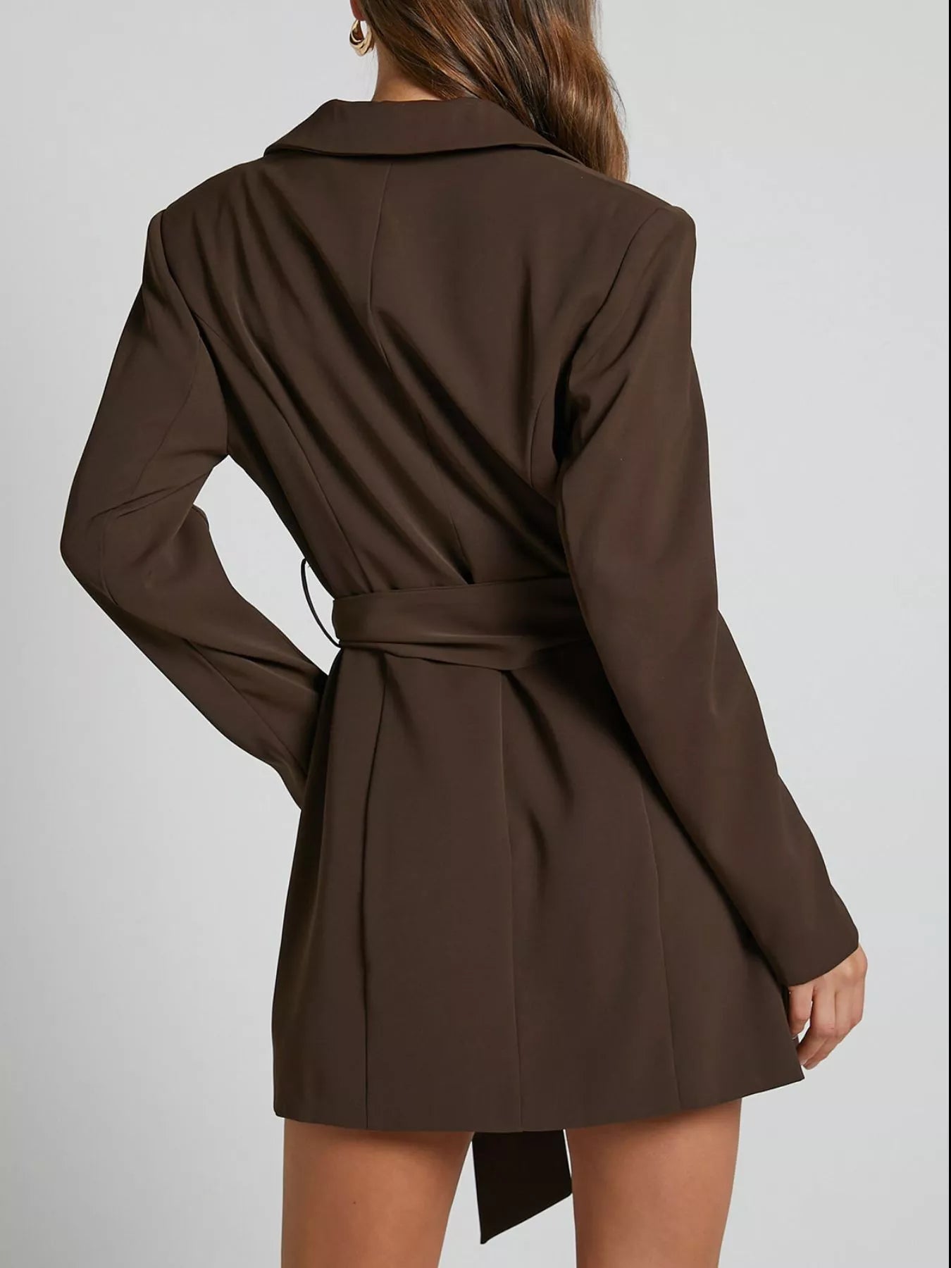 Lapel Collar Tie Waist Blazer 