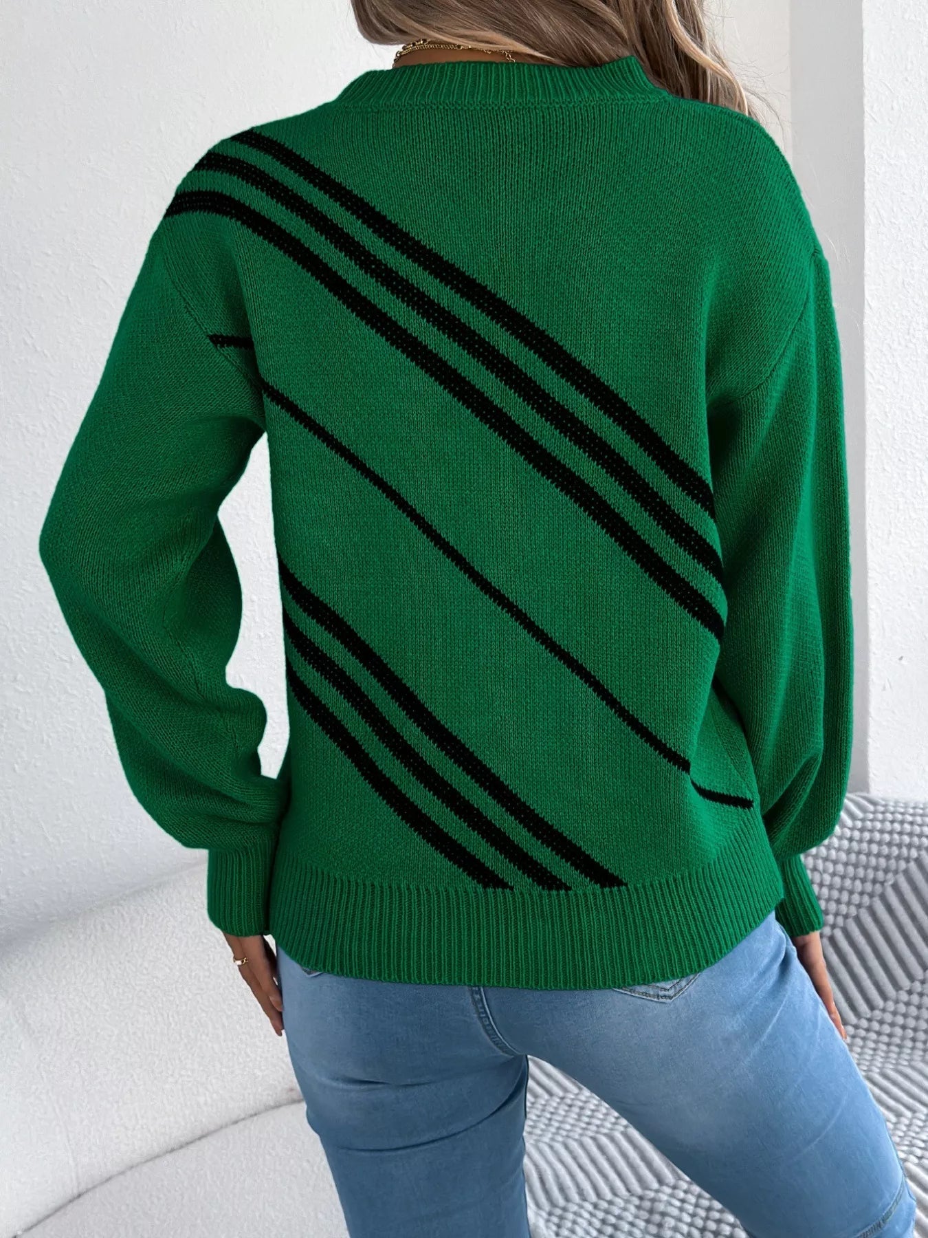 Striped Pattern Casual Round Neck Sweater 