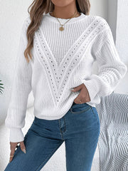 Openwork Round Neck Sweater 