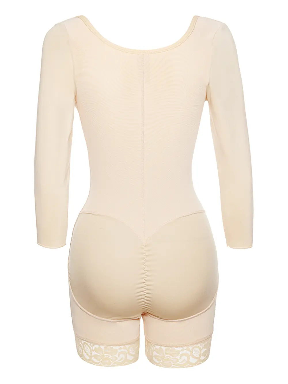 Full Size Zip Up Lace Detail Long Sleeve Shapewear 