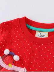Children's Animal Applique Long Sleeve Dress 