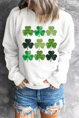 Lucky Clover Round Neck Dropped Shoulder Sweatshirt 