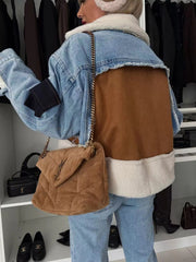 Raw Hem Sherpa Lined Denim Jacket 