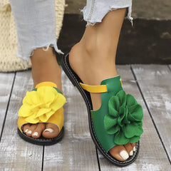 Flower Open Toe Flats Sandals 