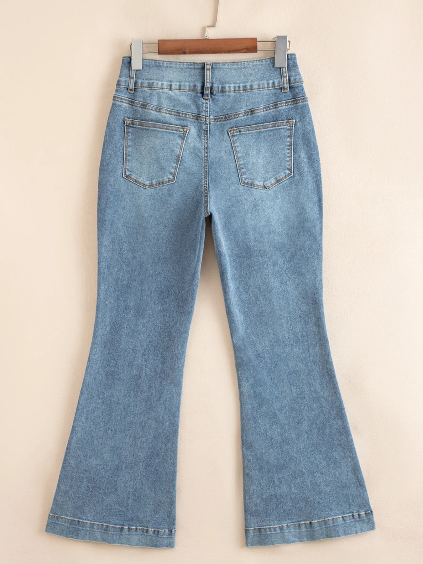 High-Waisted Flare Jeans with Seam Detail 