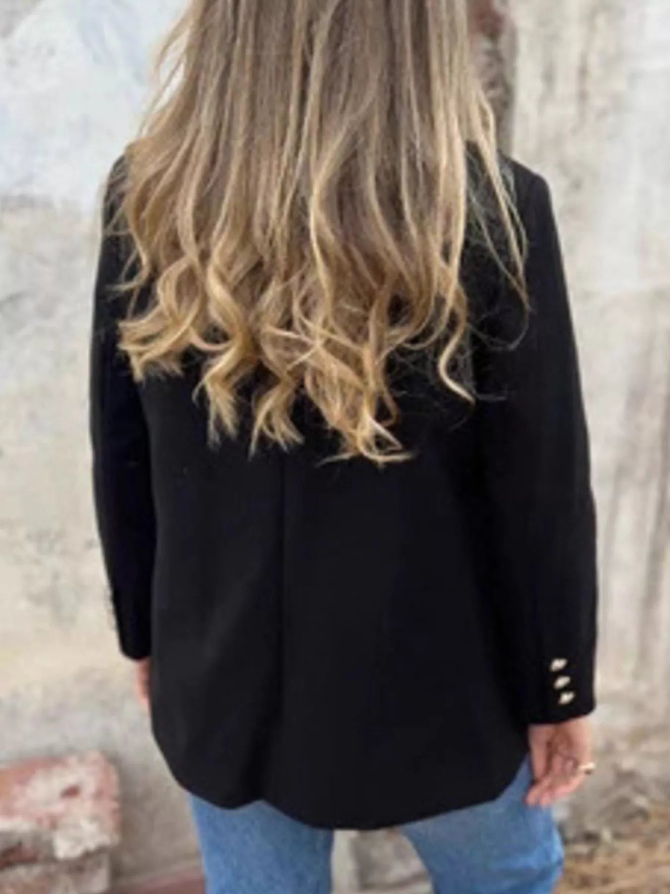 Full Size Double Breasted Long Sleeve Blazer Plus Size 