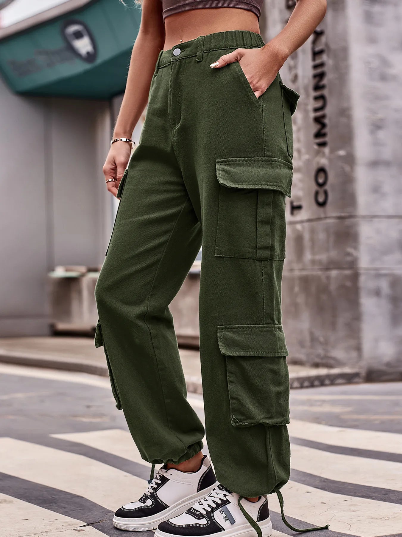 Casual Wide Leg Cargo Jeans 