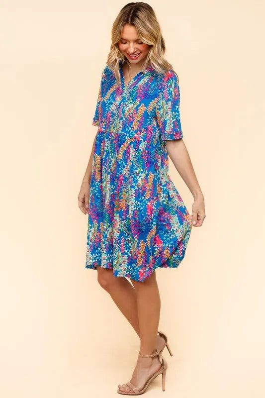 Haptics Johnny Collar Babydoll Dress with Side Pockets 