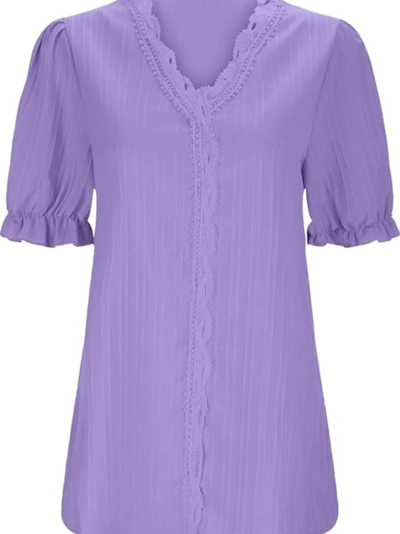 Full Size Lace Detail V-Neck Blouse Plus Size 