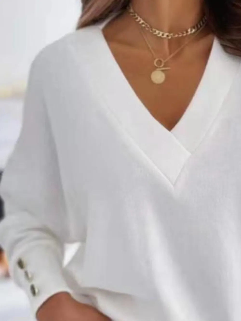 V-Neck Long Sleeve Sweatshirt 