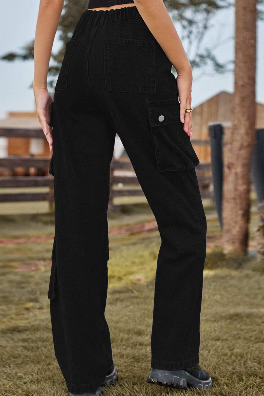 Loose Fit Long Jeans with Pockets 